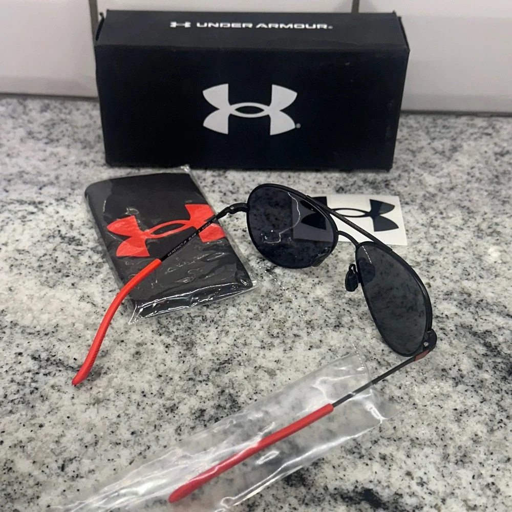 Under Armour XS/S Instinct JR Sunglasses Kids‎ Black New Aviator 1374577